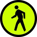 Pedestrian crossing sign, similar to the Australian crossing sign.