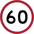 60&nbsp;km/h (37&nbsp;mph) for built-up areas
